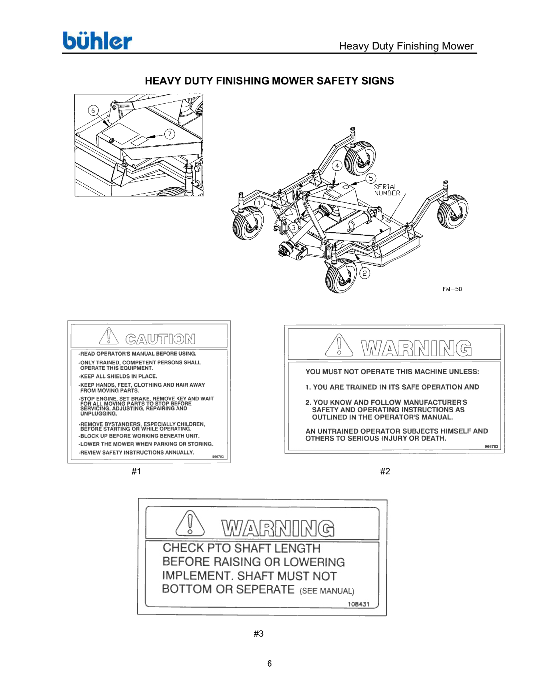 Buhler FK369 manual Heavy Duty Finishing Mower Safety Signs 