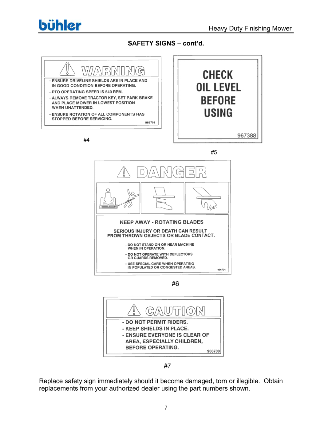 Buhler FK369 manual Safety Signs cont’d 