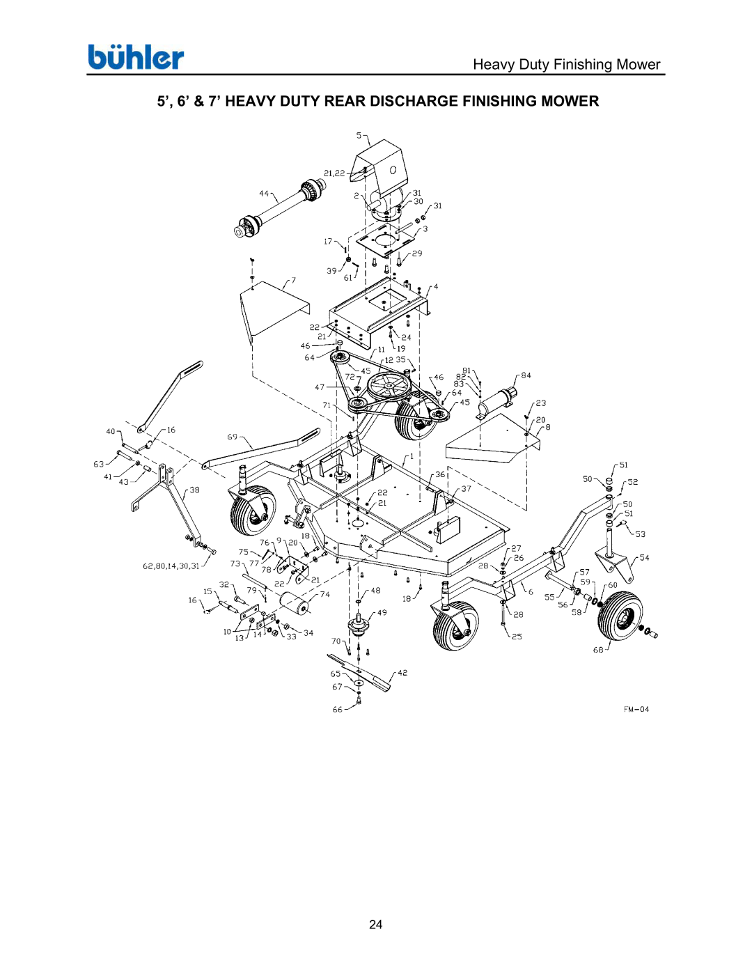 Buhler FK369 manual ’, 6’ & 7’ Heavy Duty Rear Discharge Finishing Mower 