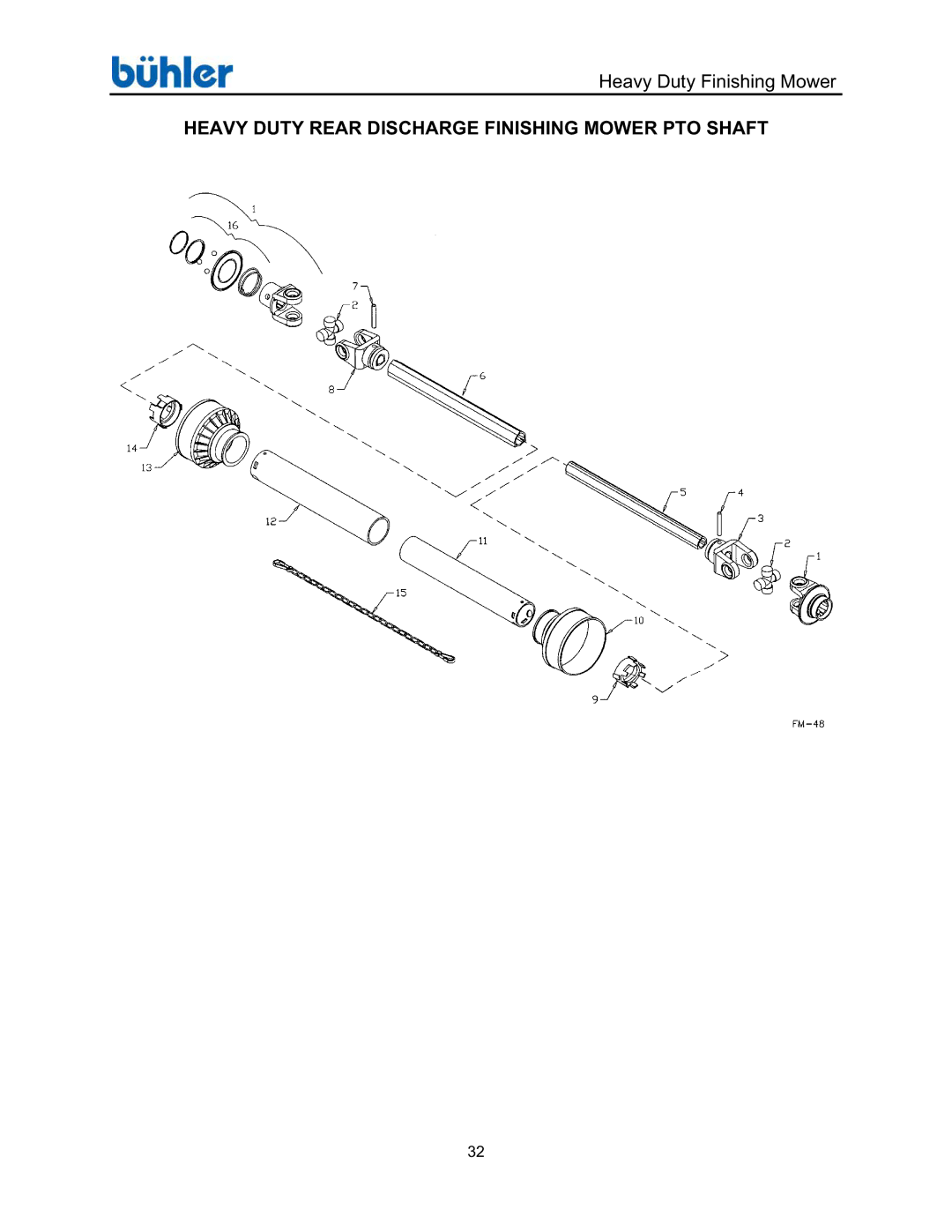 Buhler FK369 manual Heavy Duty Rear Discharge Finishing Mower PTO Shaft 