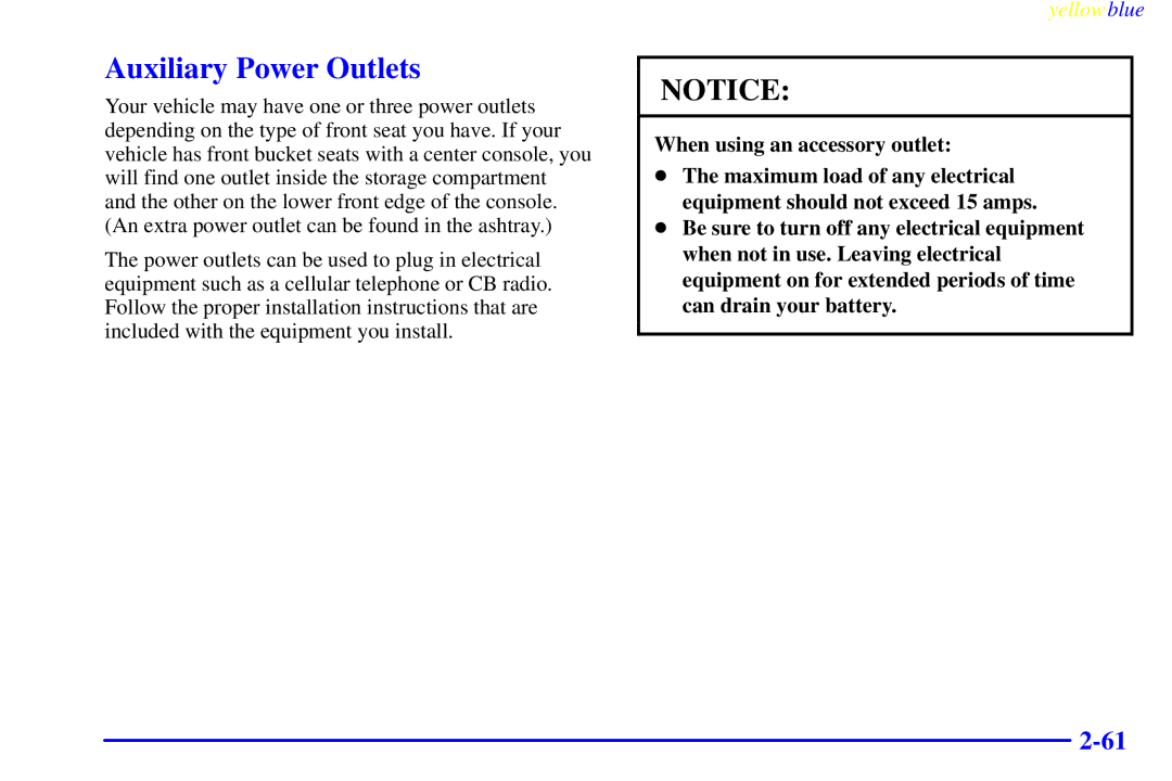 Buick 2000 manual Auxiliary Power Outlets 