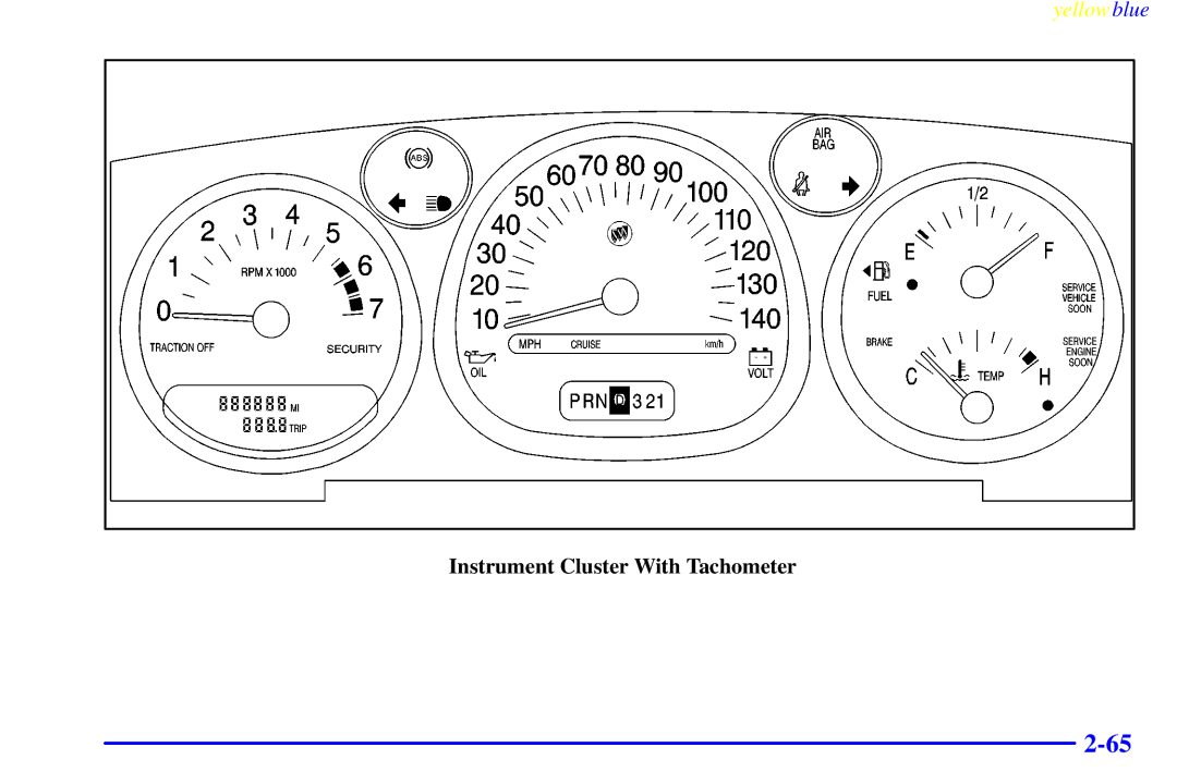 Buick 2000 manual Instrument Cluster With Tachometer 