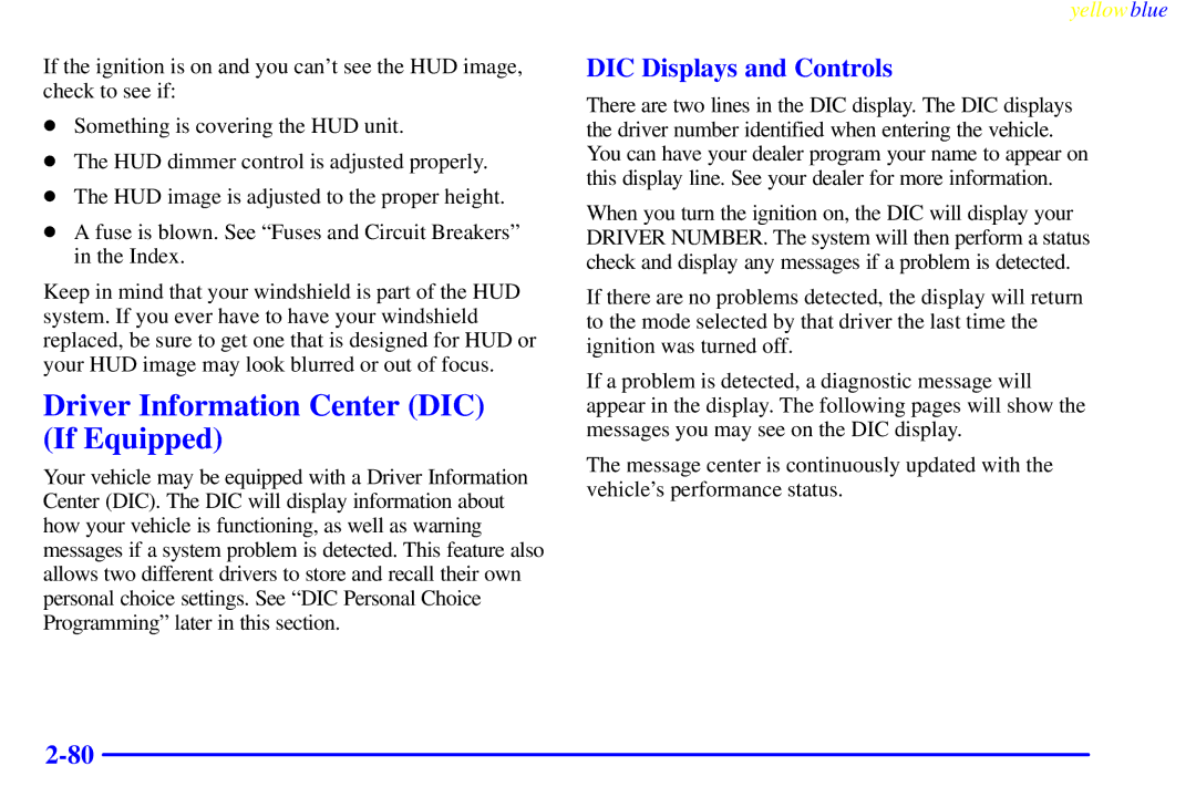 Buick 2000 manual Driver Information Center DIC If Equipped, DIC Displays and Controls 