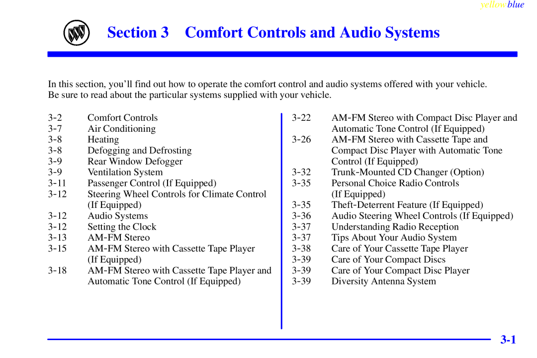 Buick 2000 manual Comfort Controls and Audio Systems 