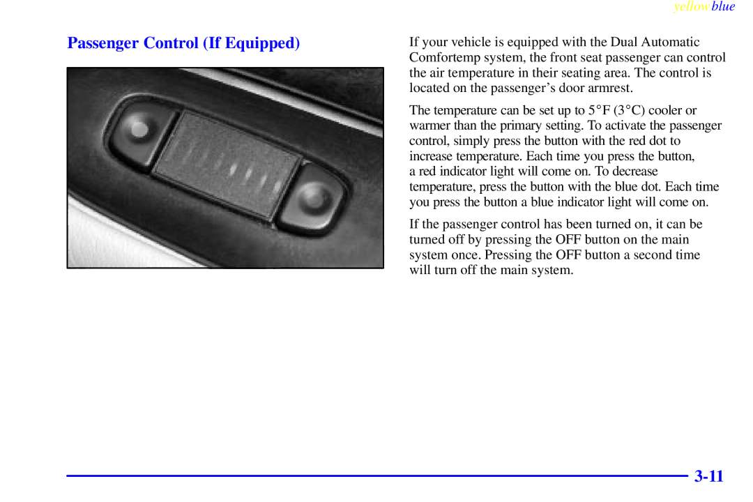 Buick 2000 manual Passenger Control If Equipped 