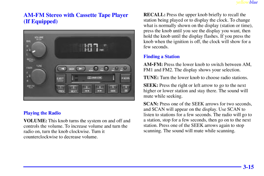 Buick 2000 manual AM-FM Stereo with Cassette Tape Player If Equipped 