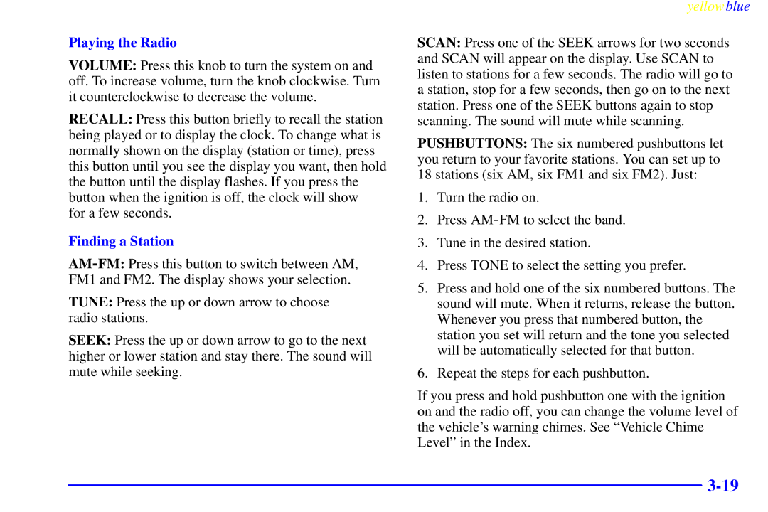 Buick 2000 manual Playing the Radio 