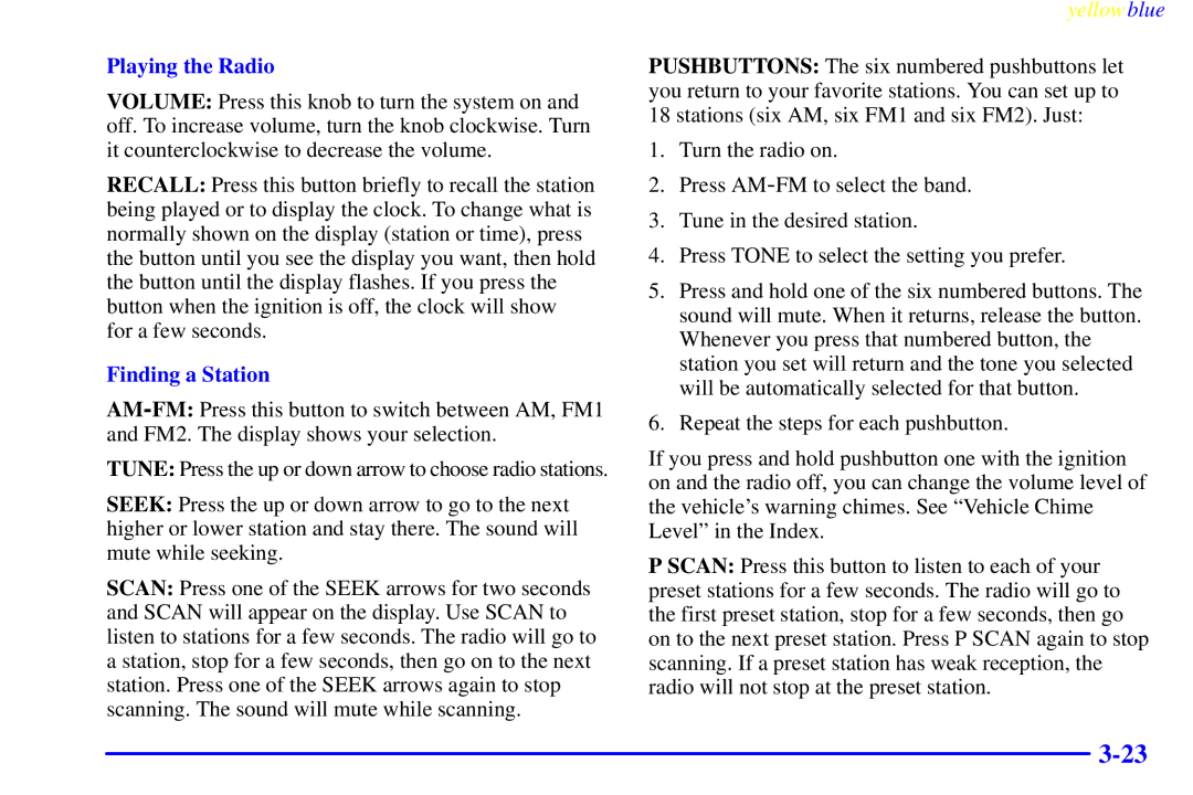 Buick 2000 manual Playing the Radio 