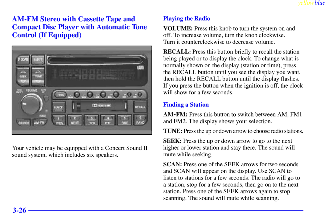 Buick 2000 manual Playing the Radio 