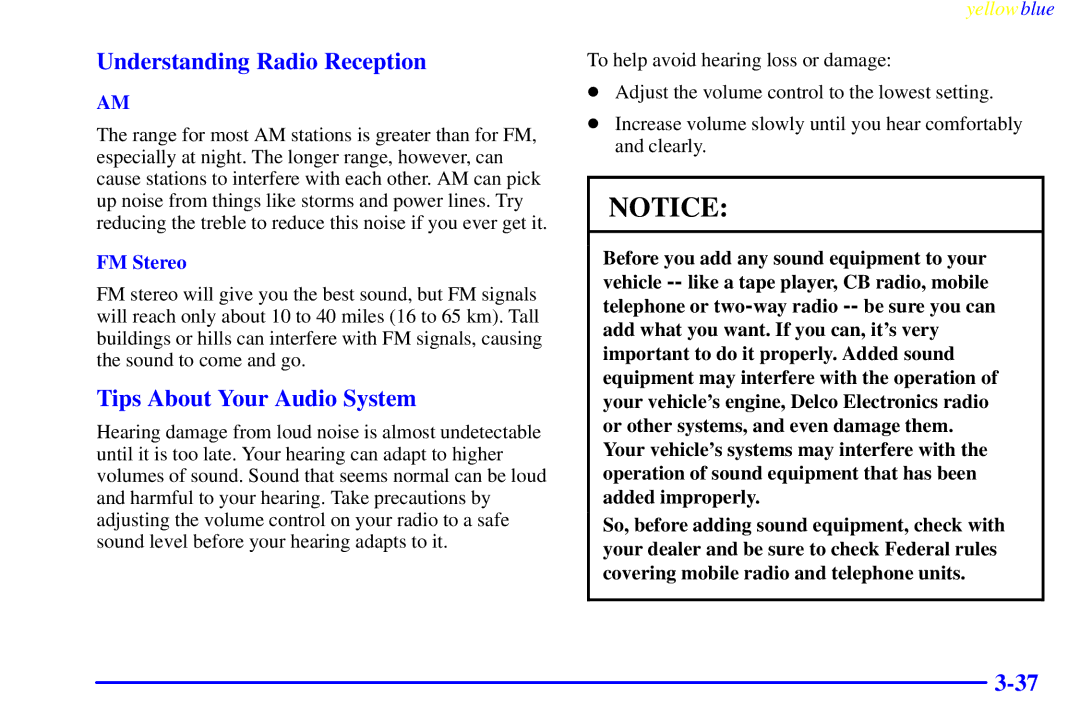 Buick 2000 manual Understanding Radio Reception, Tips About Your Audio System, FM Stereo 