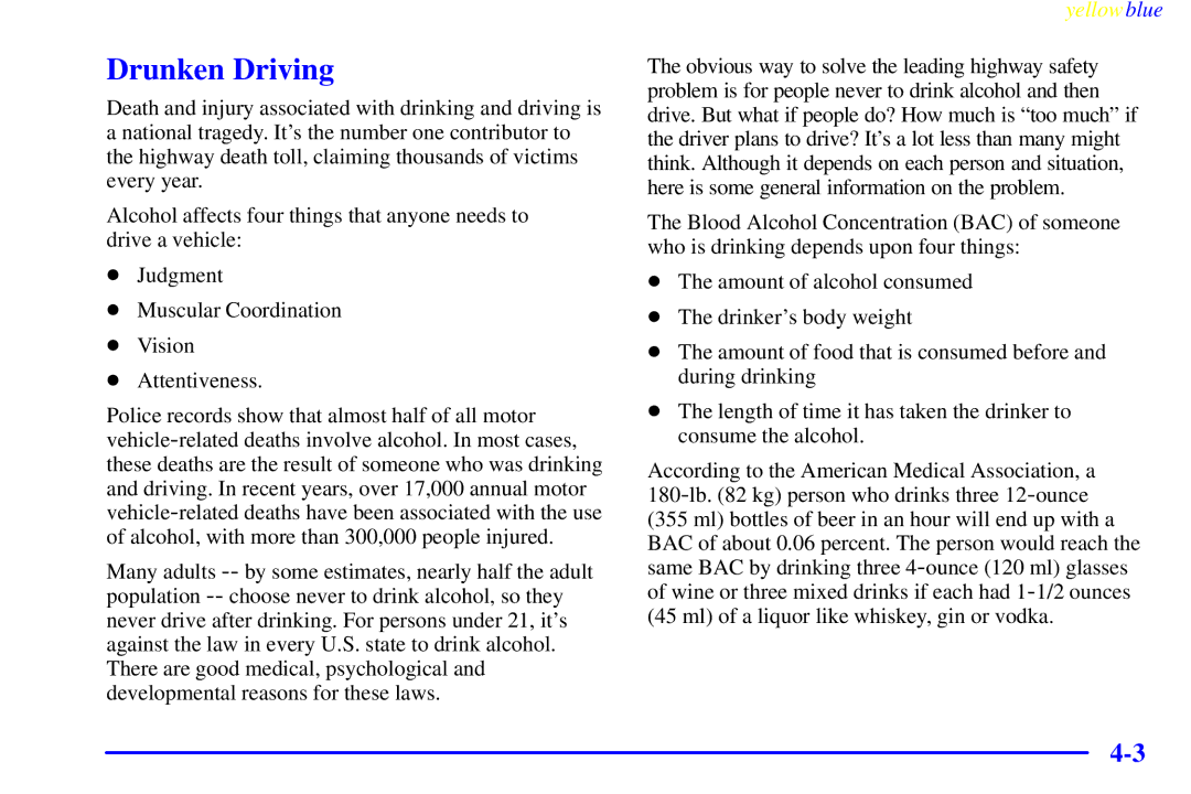 Buick 2000 manual Drunken Driving 