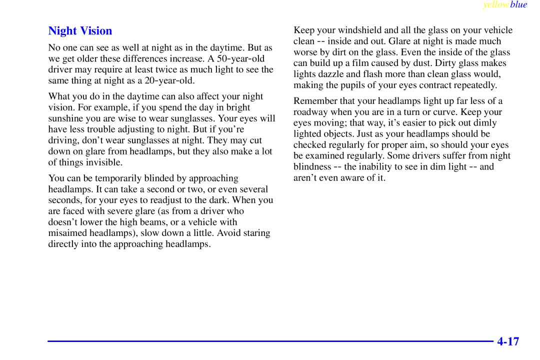 Buick 2000 manual Night Vision 