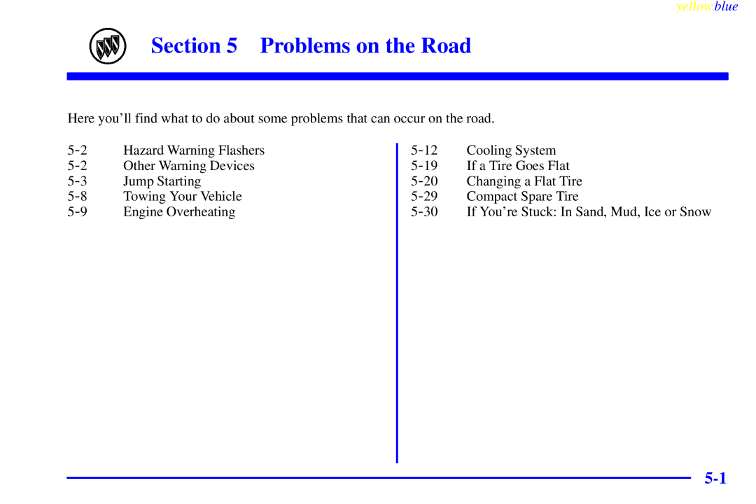 Buick 2000 manual Problems on the Road 