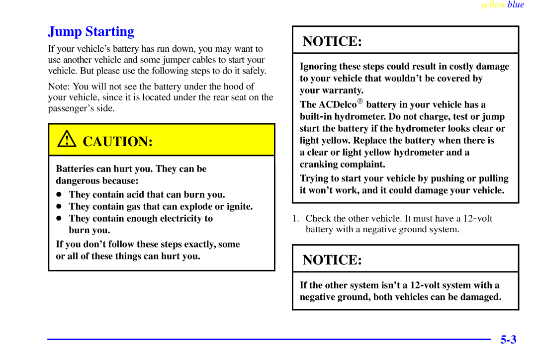 Buick 2000 manual Jump Starting 