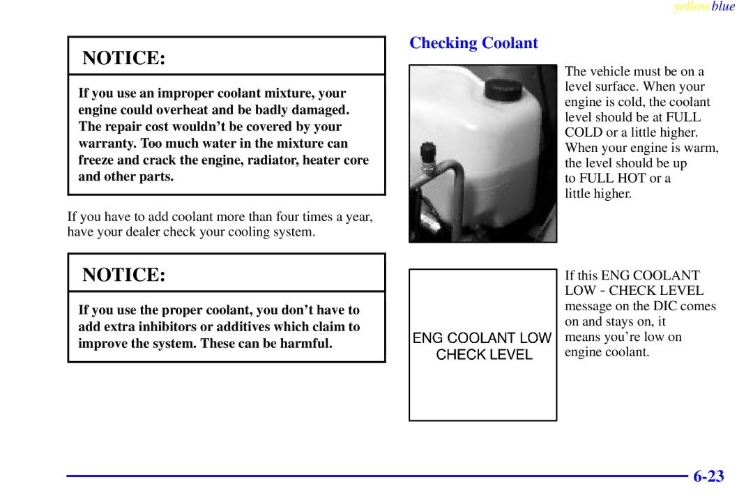 Buick 2000 manual Checking Coolant 