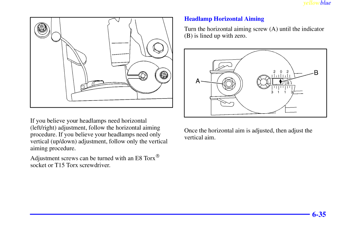 Buick 2000 manual Headlamp Horizontal Aiming 