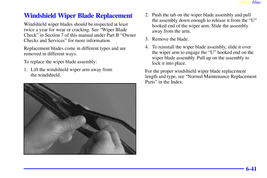 Buick 2000 manual Windshield Wiper Blade Replacement 