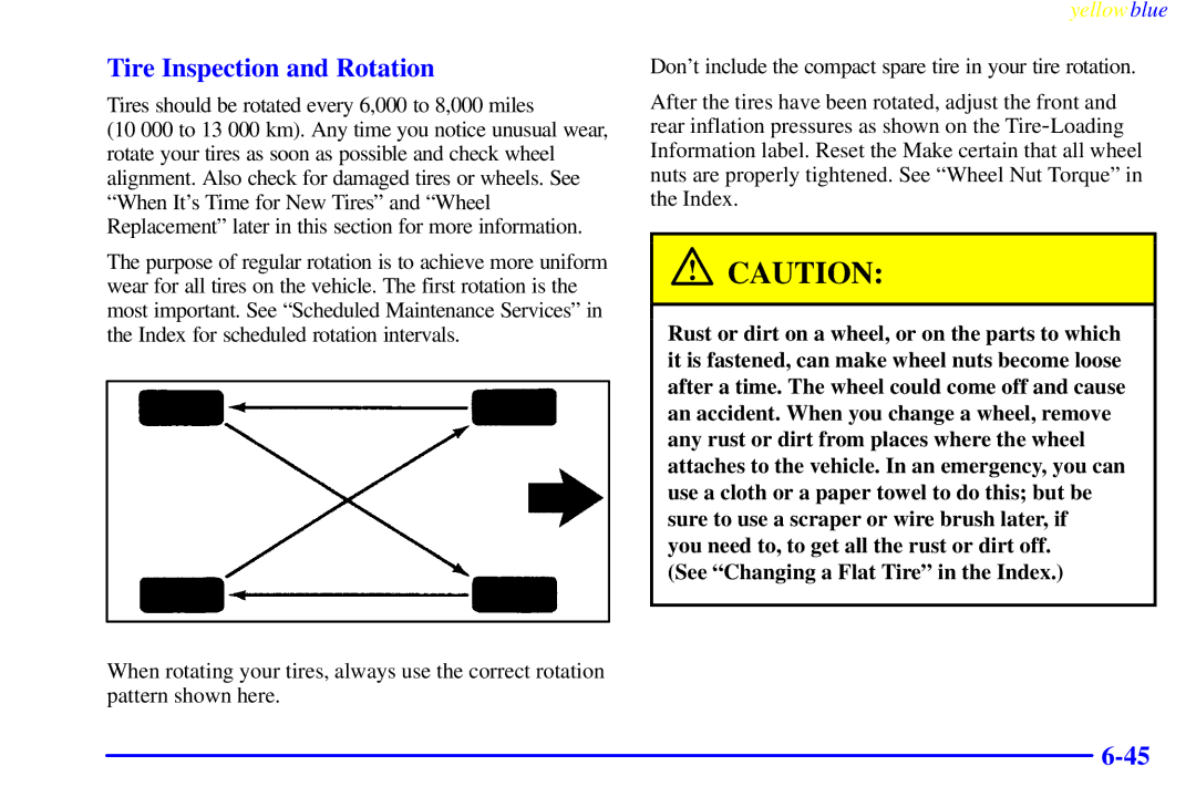 Buick 2000 manual Tire Inspection and Rotation 