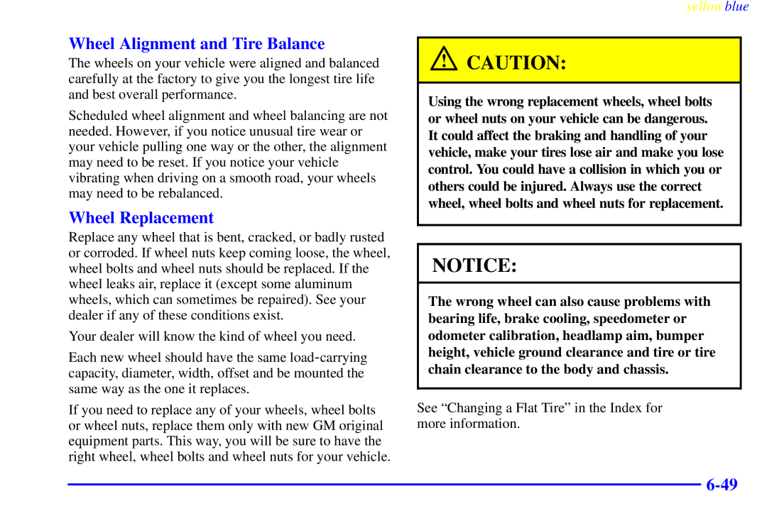 Buick 2000 manual Wheel Alignment and Tire Balance, Wheel Replacement 