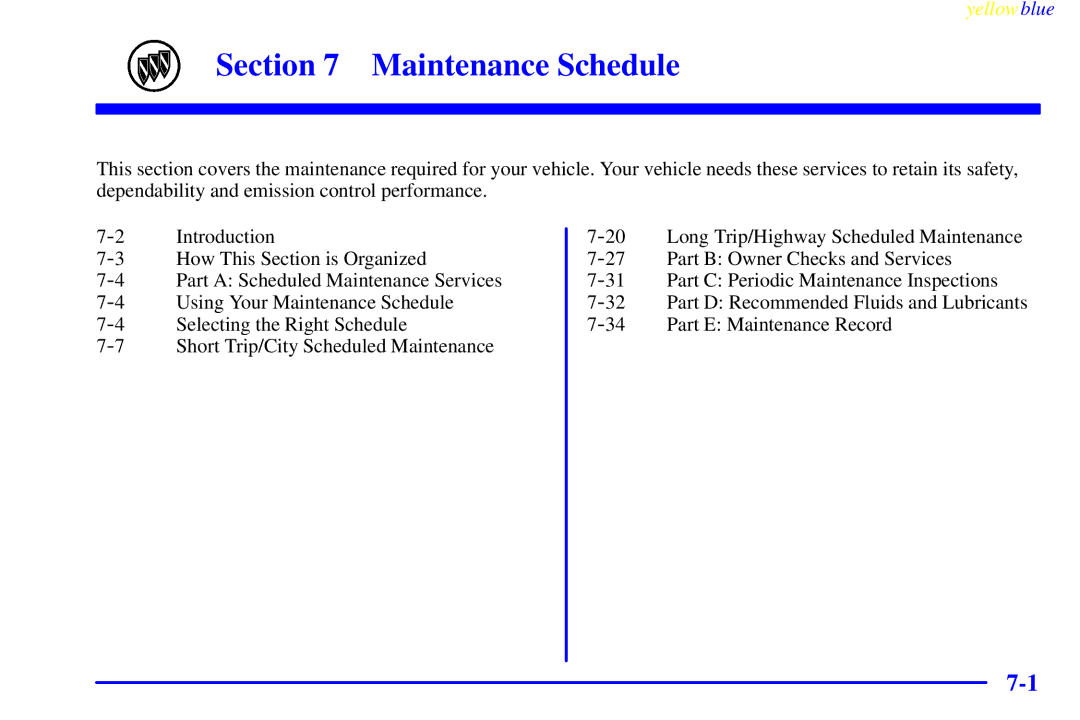 Buick 2000 manual Maintenance Schedule 