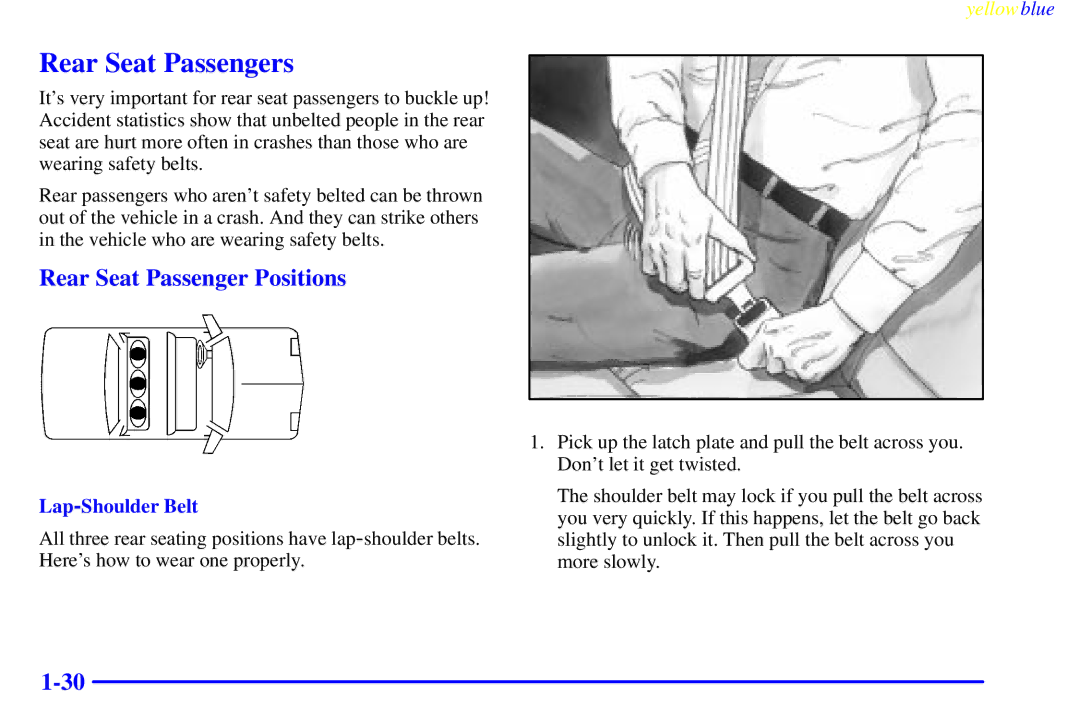 Buick 2000 manual Rear Seat Passengers, Rear Seat Passenger Positions, Lap-Shoulder Belt 