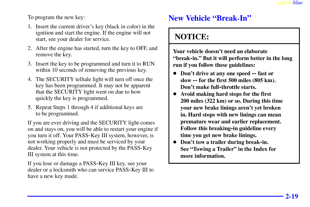 Buick 2000 manual New Vehicle ªBreak-Inº 