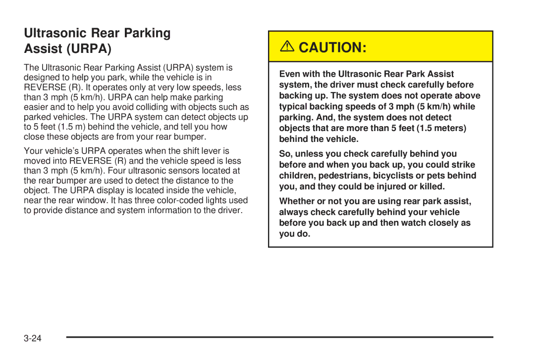 Buick 2005 manual Ultrasonic Rear Parking Assist Urpa 