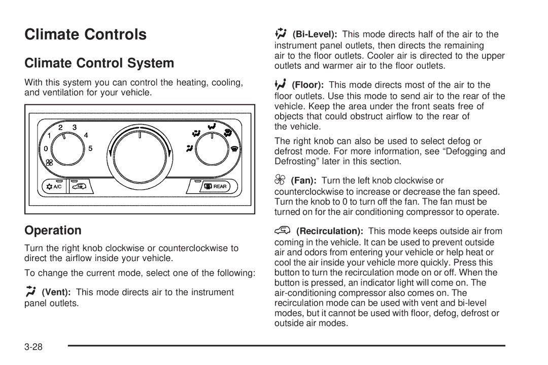 Buick 2005 manual Climate Controls, Climate Control System, Operation 