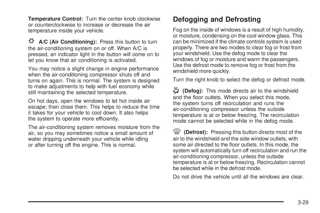Buick 2005 manual Defogging and Defrosting 