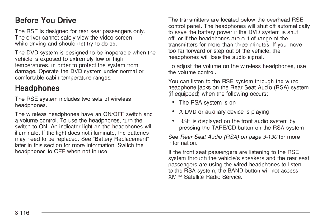 Buick 2005 manual Before You Drive, Headphones 