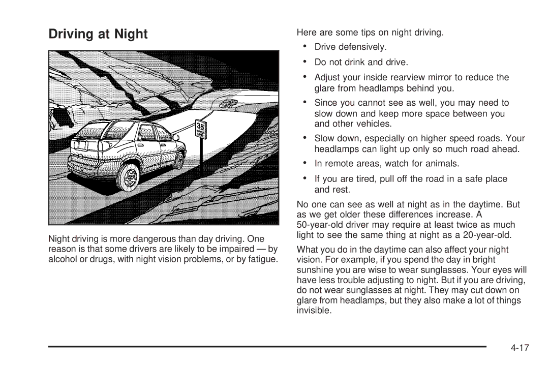 Buick 2005 manual Driving at Night 