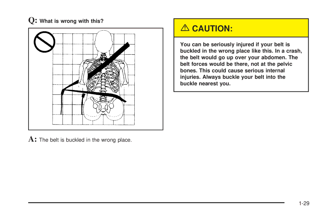 Buick 2005 manual Belt is buckled in the wrong place 