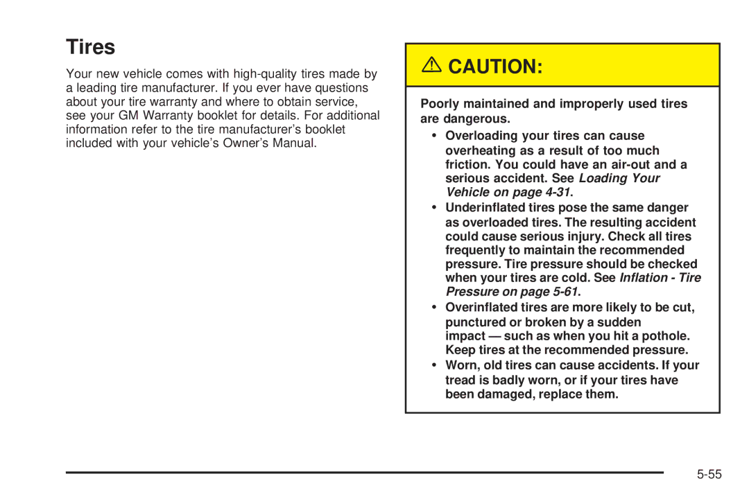 Buick 2005 manual Tires 