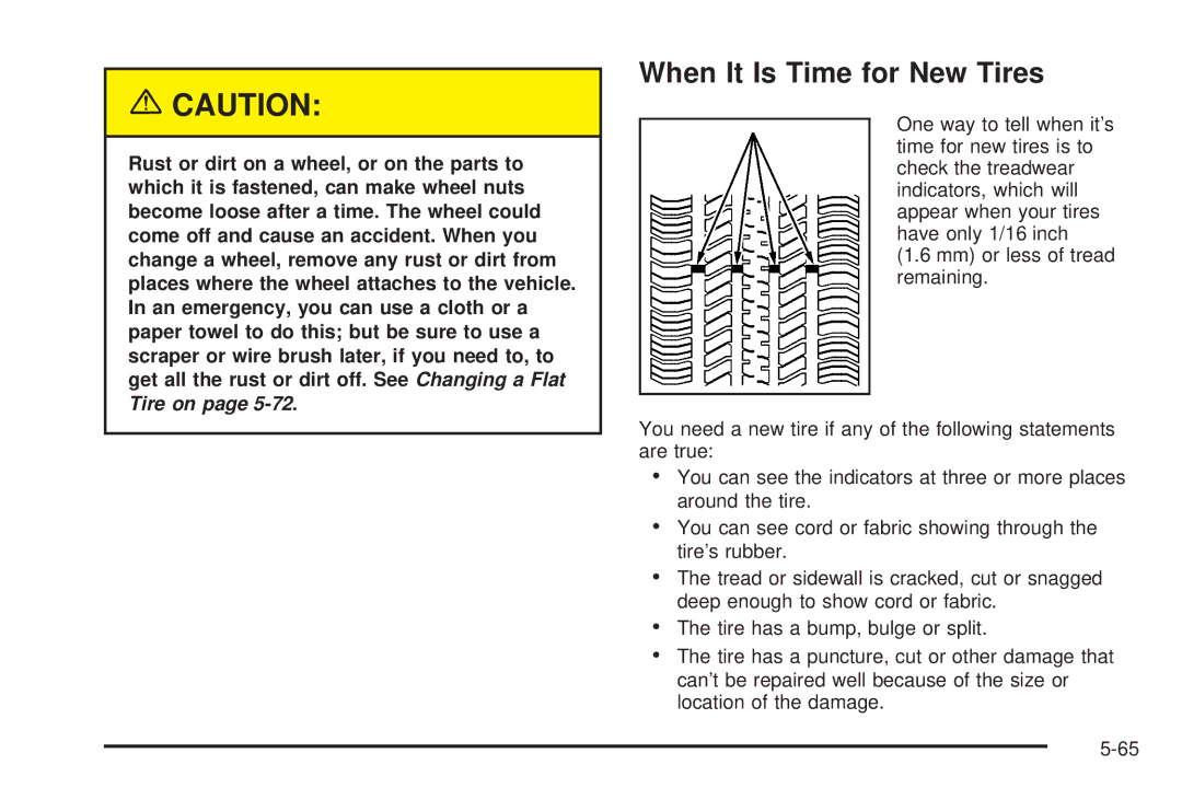 Buick 2005 manual When It Is Time for New Tires 