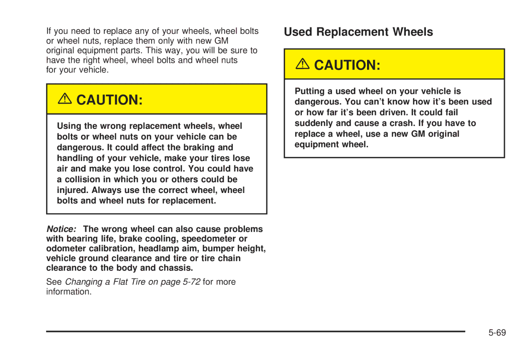 Buick 2005 manual Used Replacement Wheels 