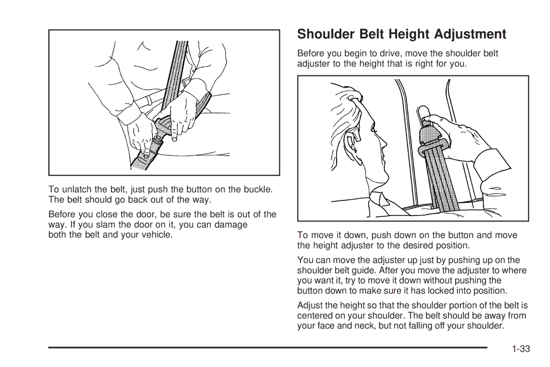 Buick 2005 manual Shoulder Belt Height Adjustment 