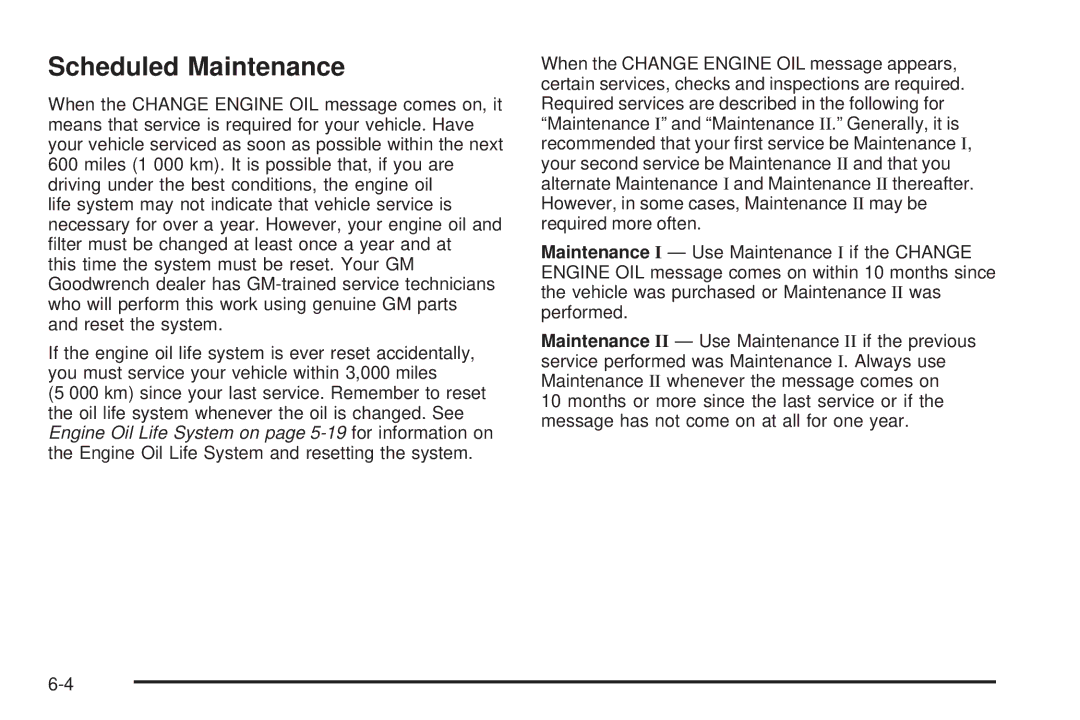 Buick 2005 manual Scheduled Maintenance 