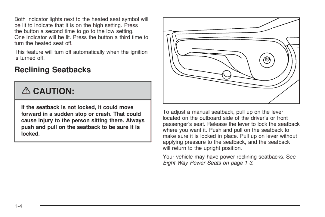 Buick 2006 manual Reclining Seatbacks 