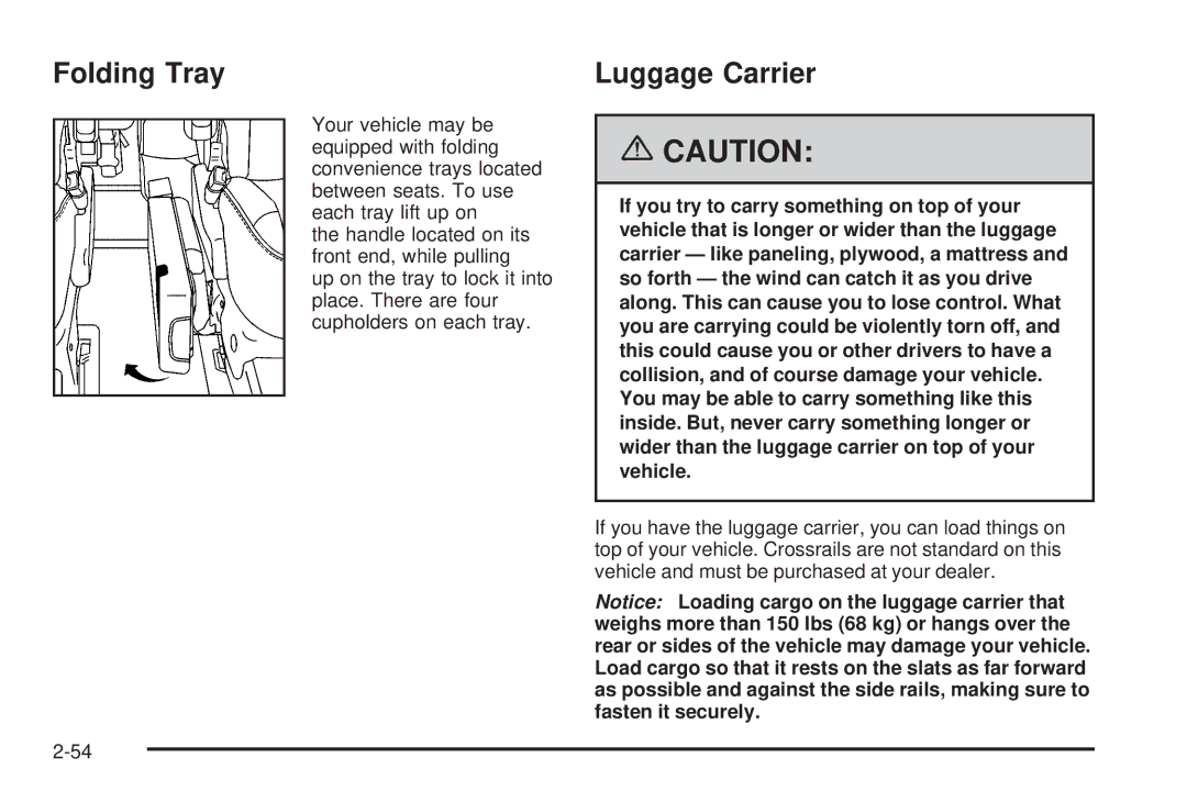 Buick 2006 manual Folding Tray, Luggage Carrier 