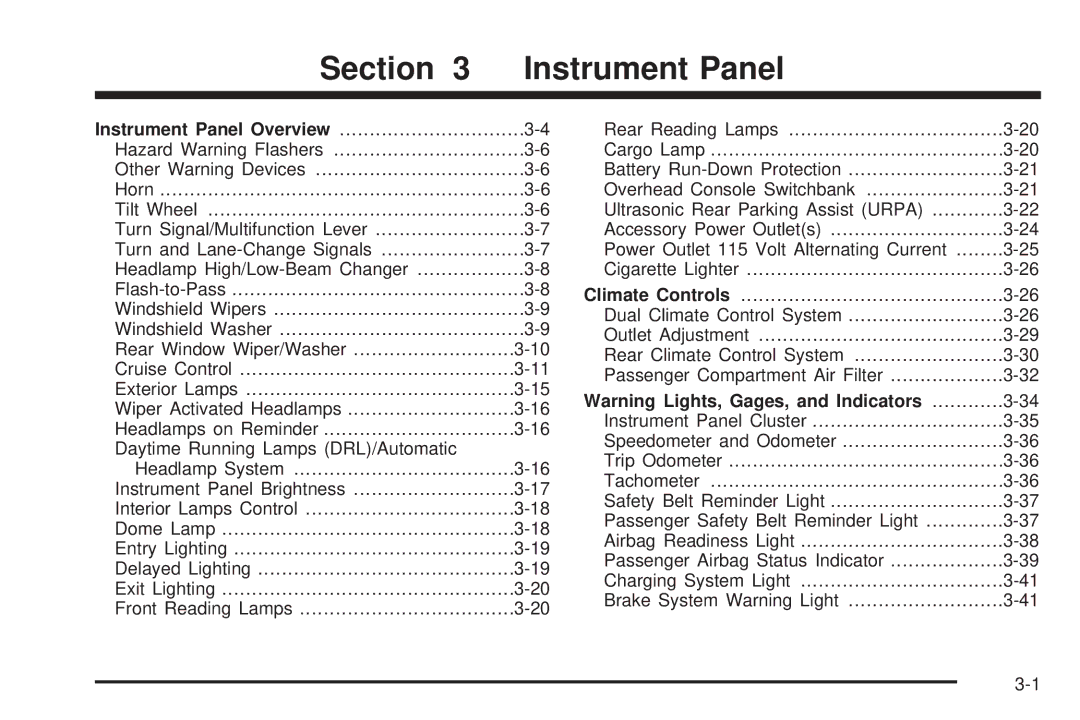 Buick 2006 manual Instrument Panel 