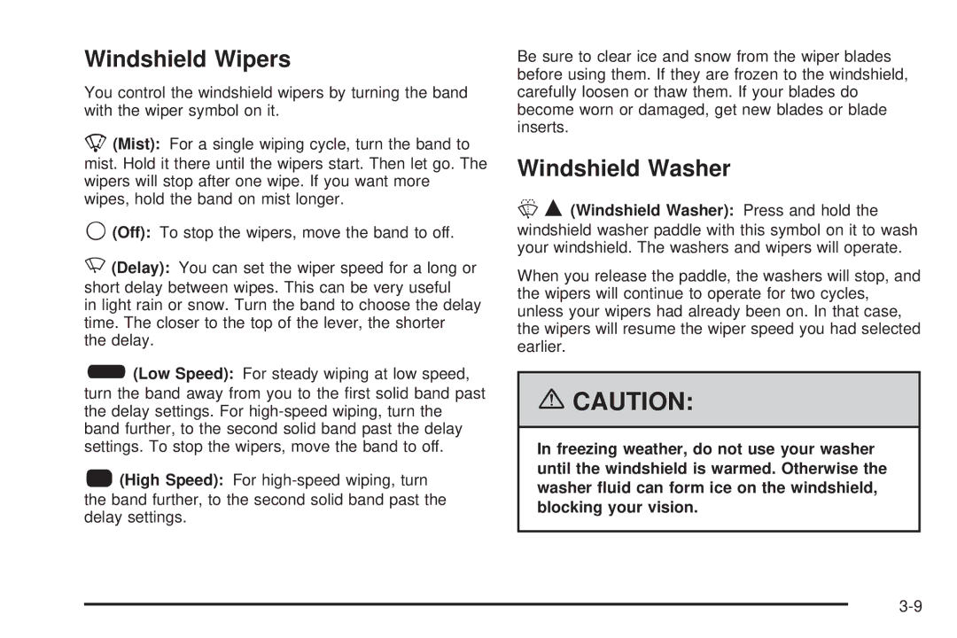 Buick 2006 manual Windshield Wipers, Windshield Washer 