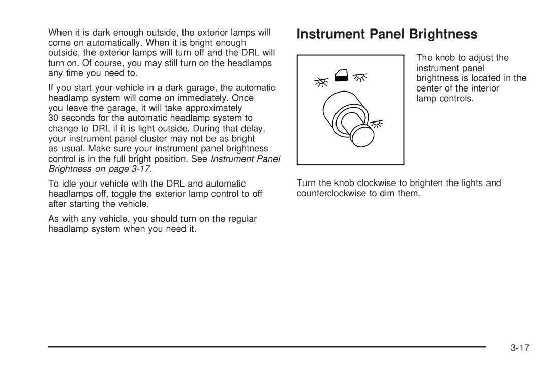 Buick 2006 manual Instrument Panel Brightness 