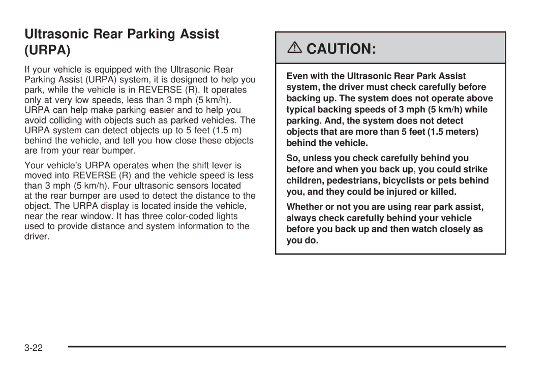 Buick 2006 manual Ultrasonic Rear Parking Assist Urpa 