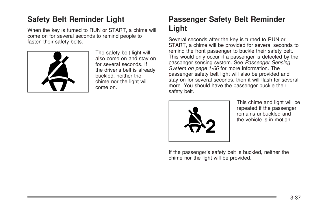 Buick 2006 manual Passenger Safety Belt Reminder Light 