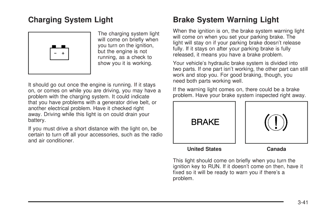 Buick 2006 manual Charging System Light, Brake System Warning Light 