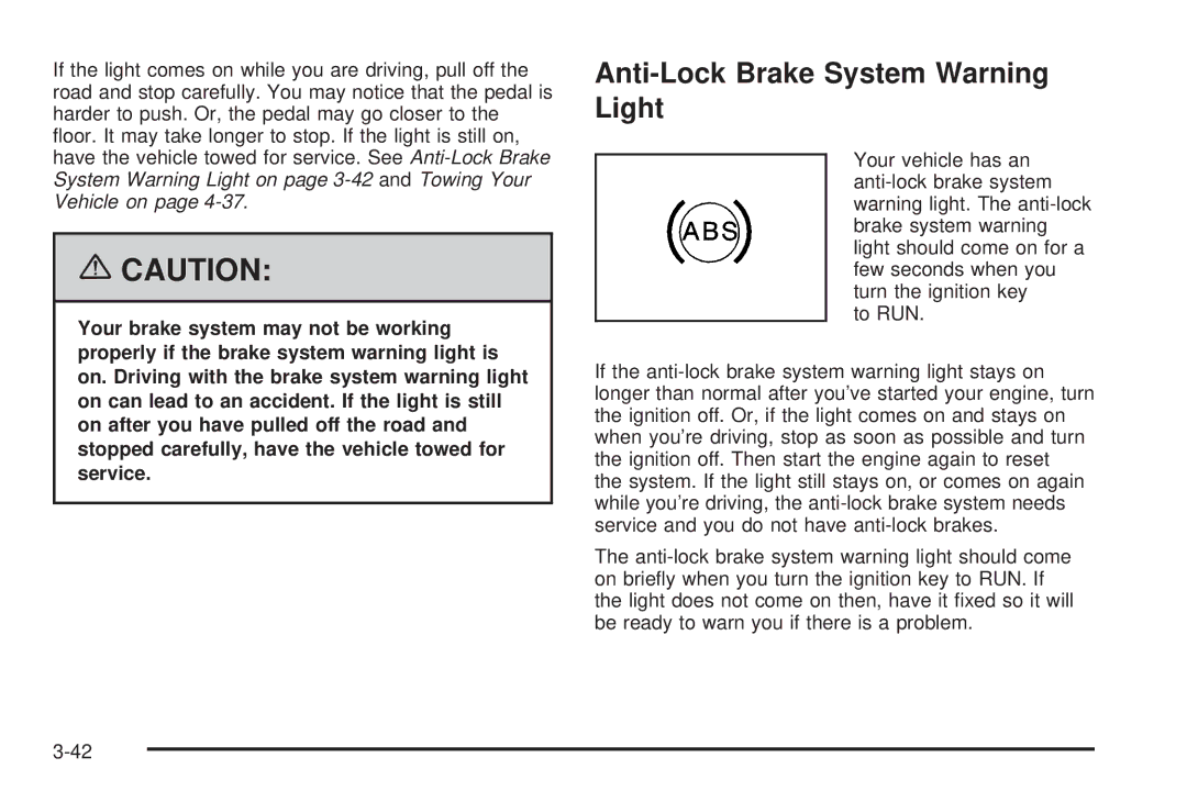 Buick 2006 manual Anti-Lock Brake System Warning Light 