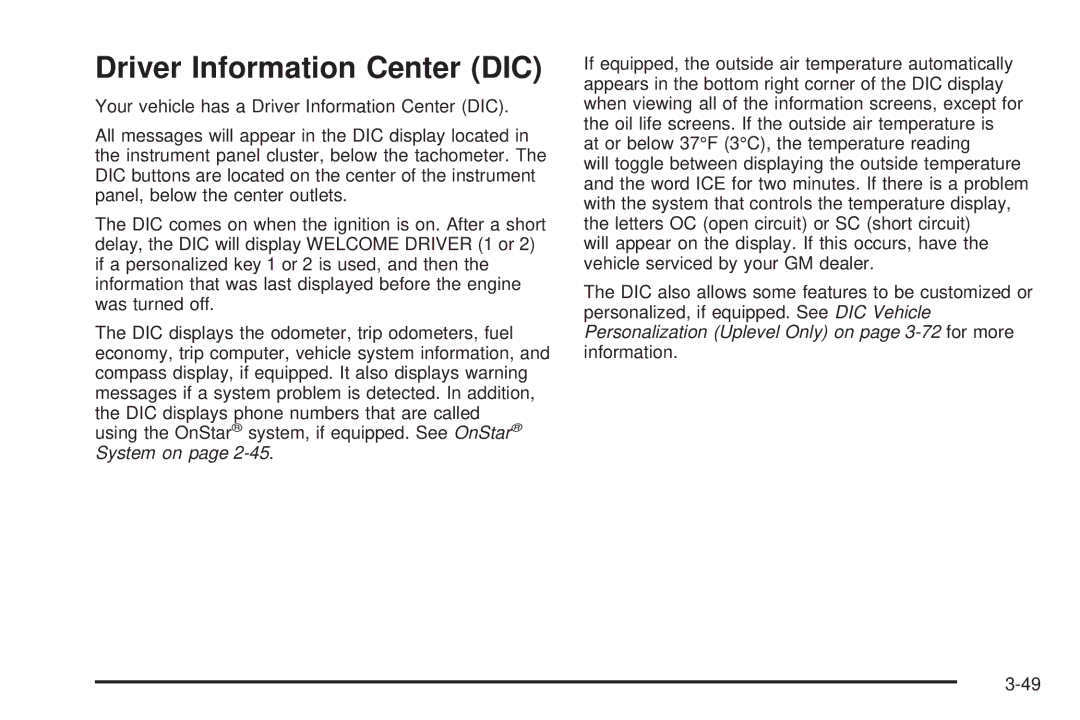 Buick 2006 manual Driver Information Center DIC 