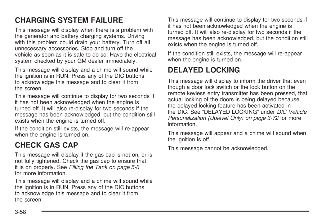 Buick 2006 manual Charging System Failure 