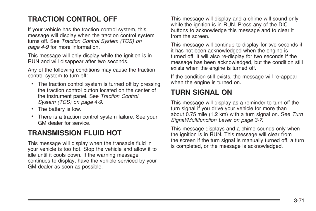 Buick 2006 manual Traction Control OFF 