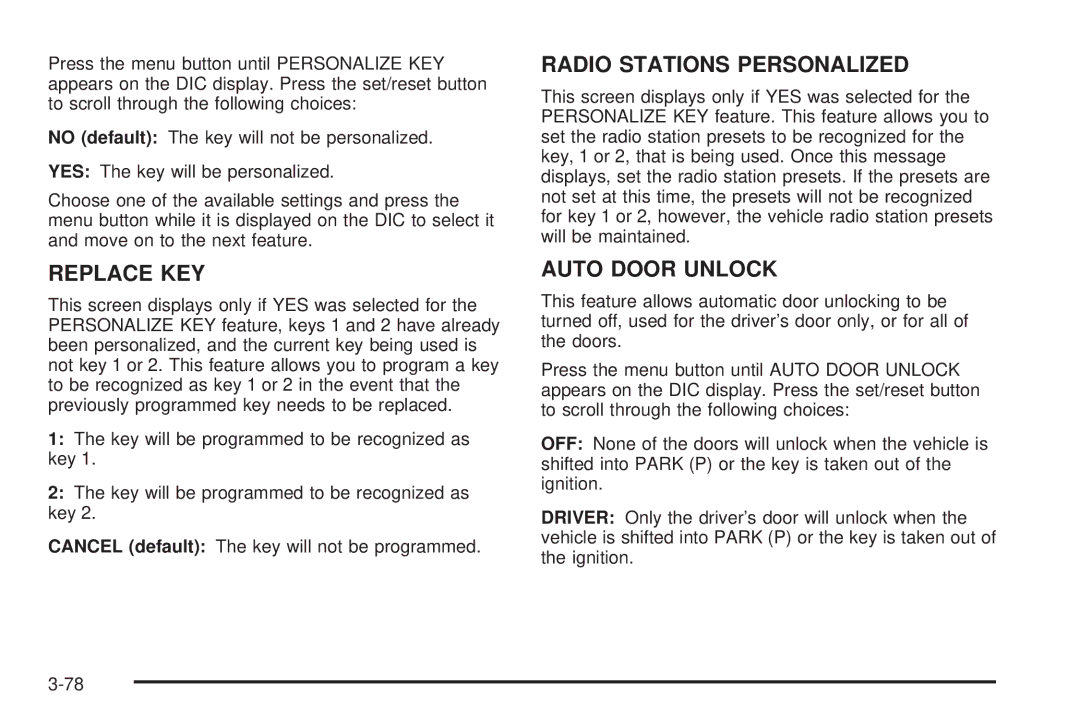 Buick 2006 manual Replace KEY 